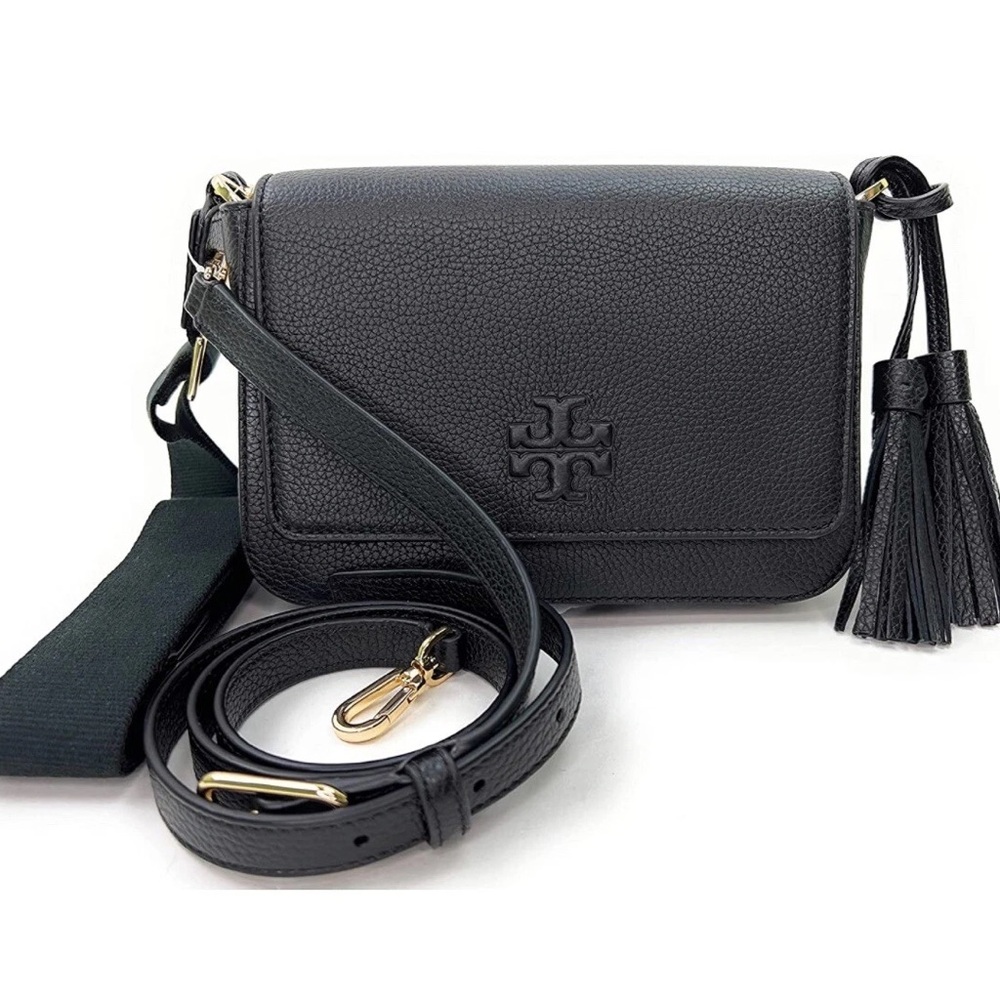 TORY BURCH 
Leather Flap Crossbody - Black
